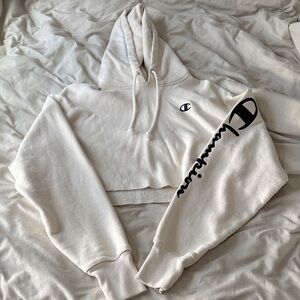 Champion Off-White Cropped Hoodie